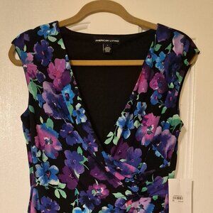NWT American Living Vibrant Floral Knee-length Dress; Sleeveless, V-neck, Size 8